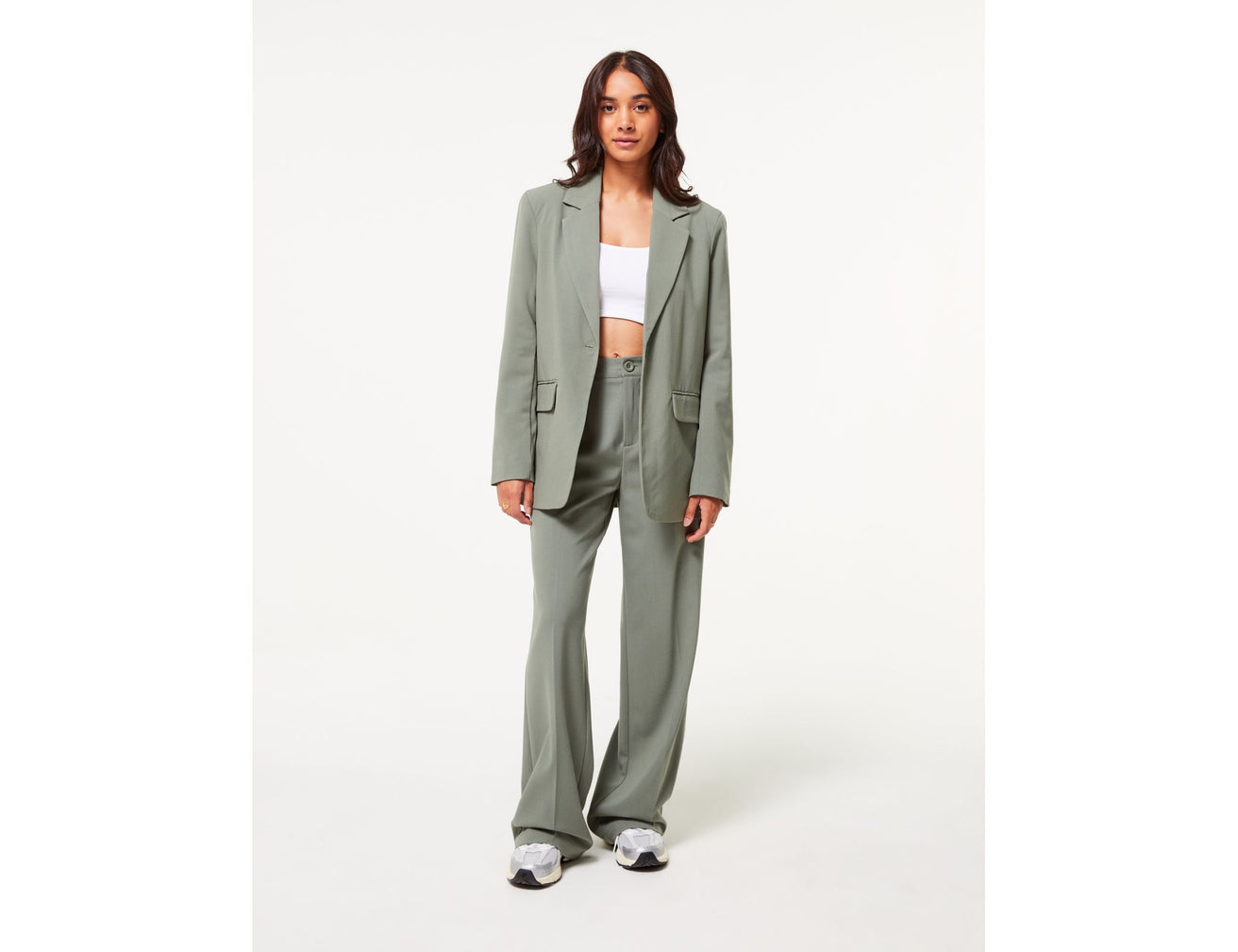 Pantalon palazzo vert kaki - Image 1