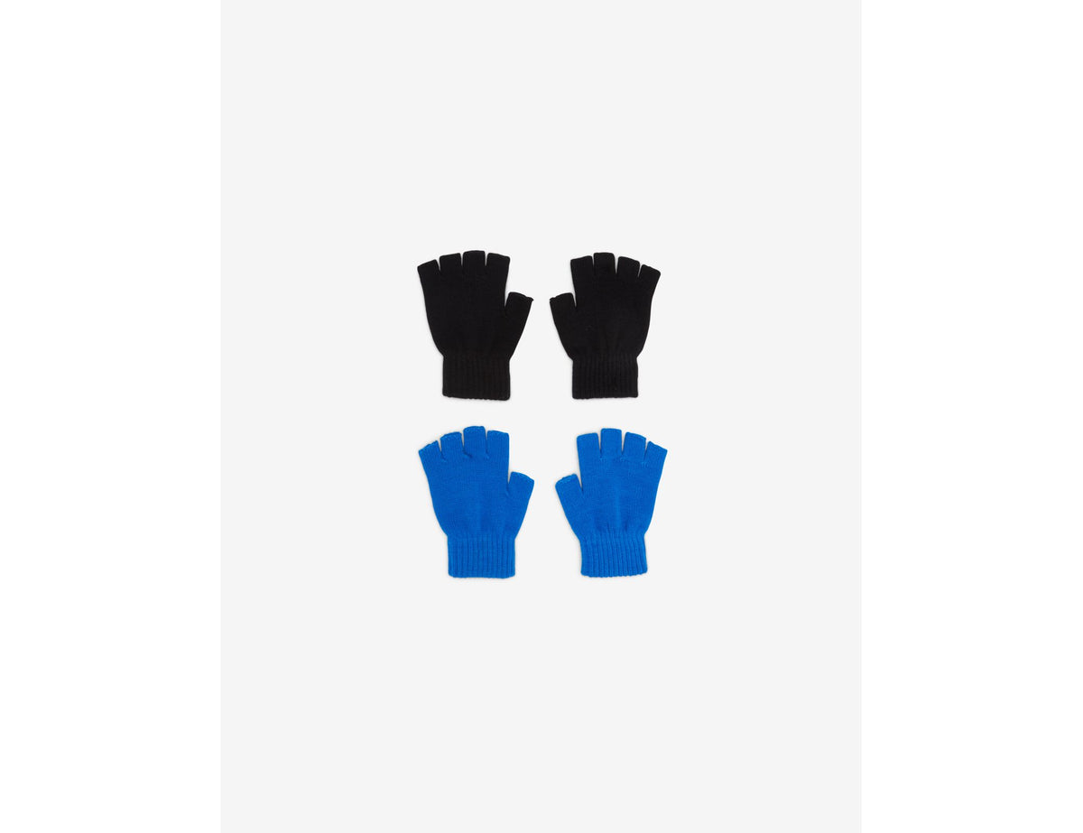 Gants mitaines noirs et bleus