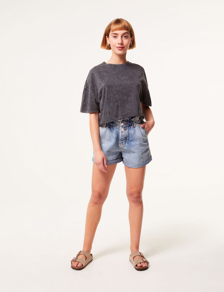 Short en jean slouchy bleu