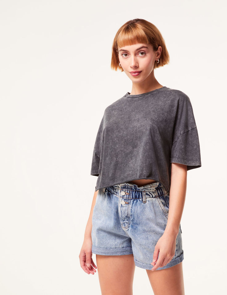 Short en jean slouchy bleu