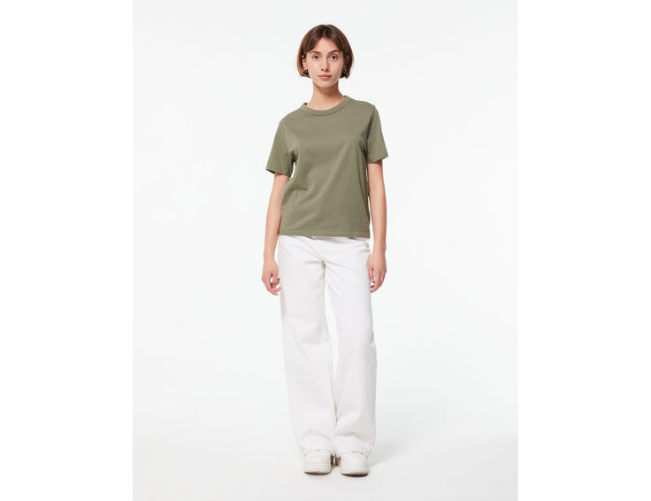 T-shirt basic col rond kaki