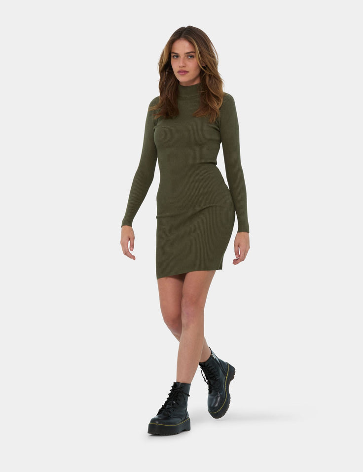 Robe en maille vert olive