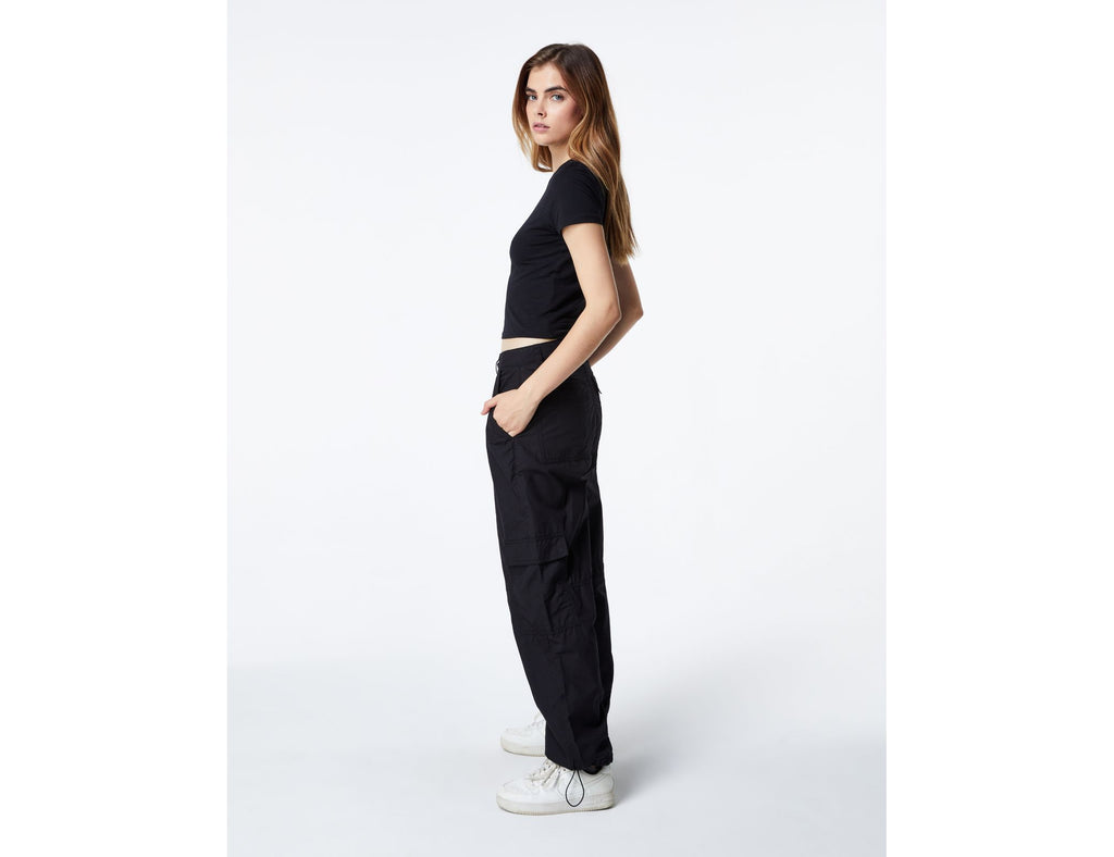 Pantalon parachute avec poches noir