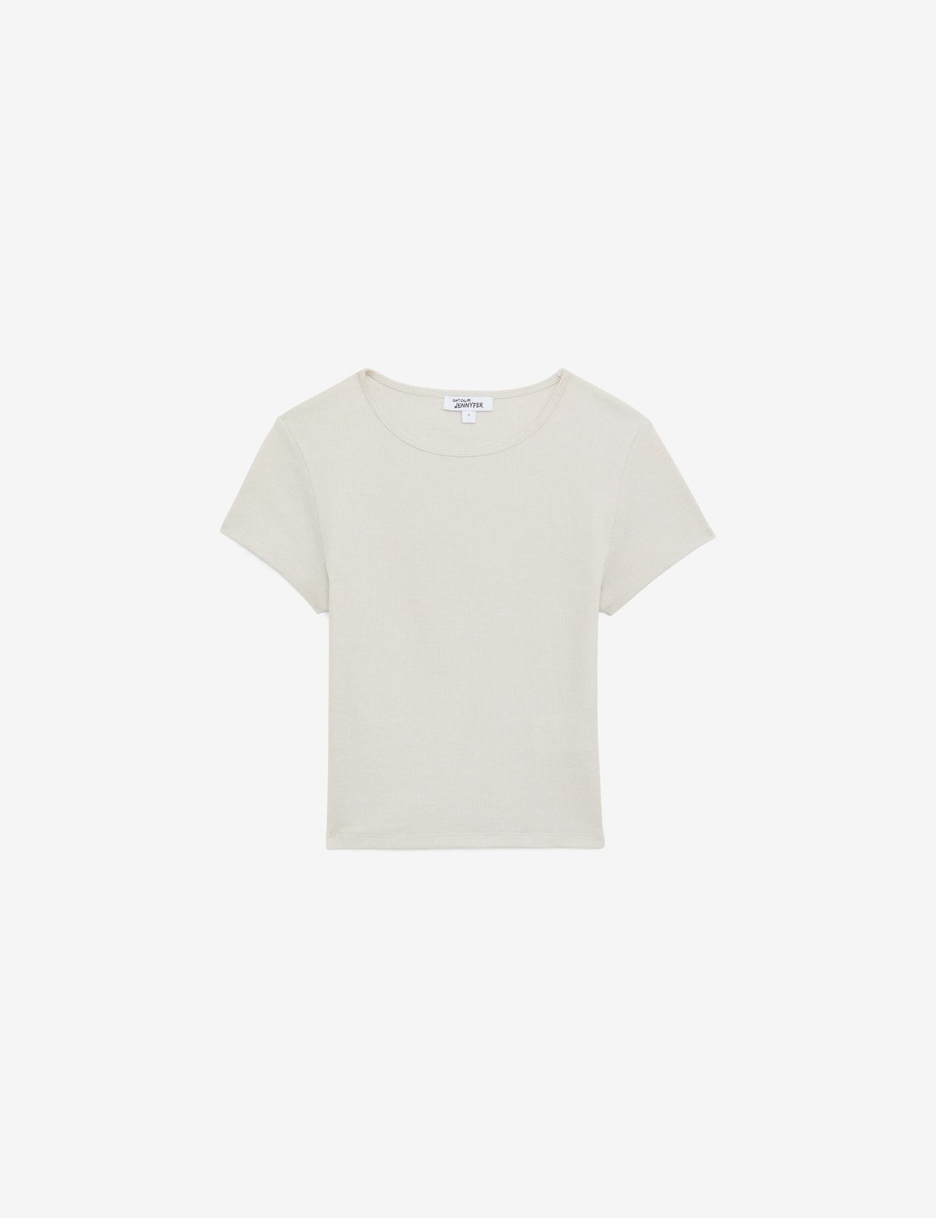 T-shirt basic côtelé creme - Image 6