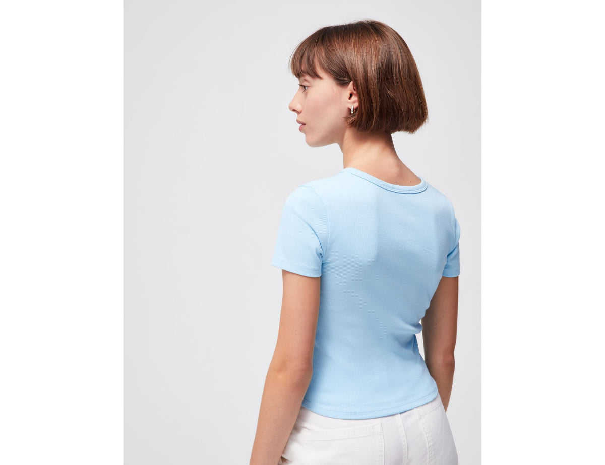 Tee-shirt côtelé basic bleu clair