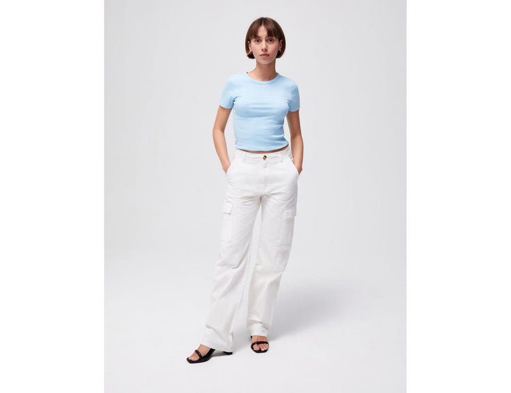 Tee-shirt côtelé basic bleu clair