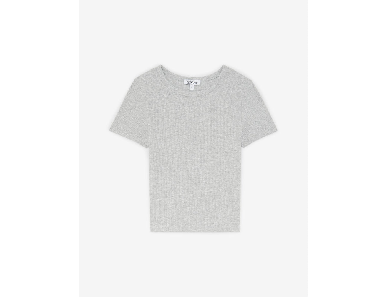 T-shirt côtelé basic gris chiné - Image 1