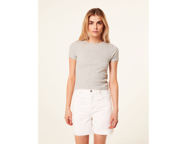 T-shirt côtelé basic gris chiné