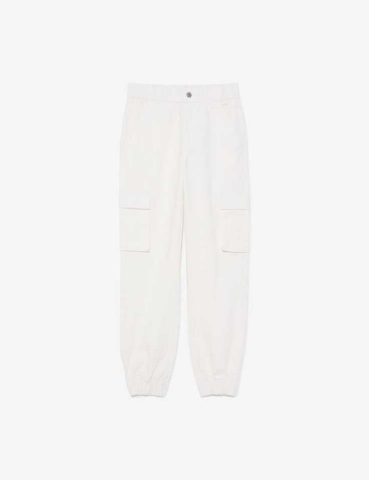 Pantalon cargo jogger blanc