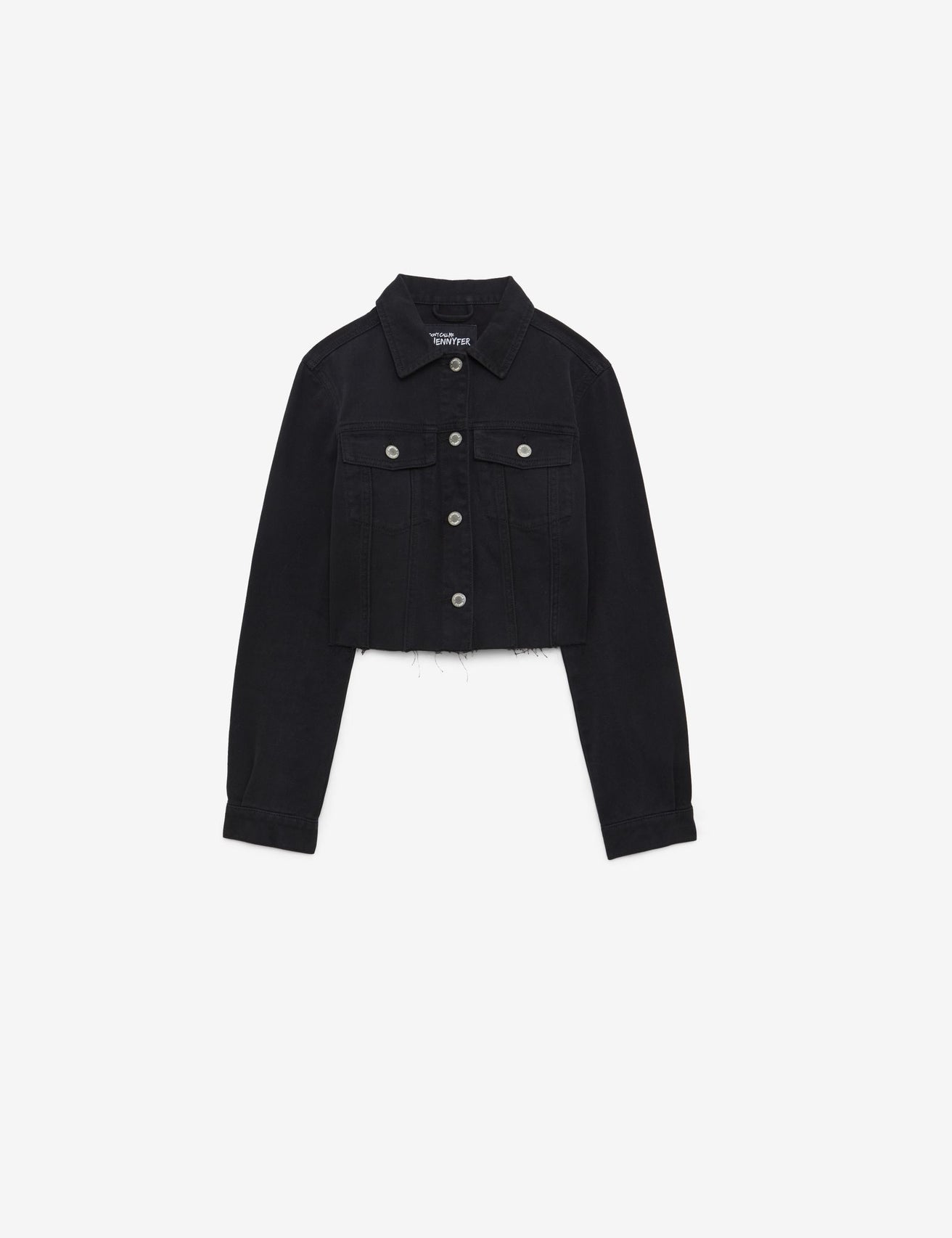 Veste courte en jean noire - Image 1