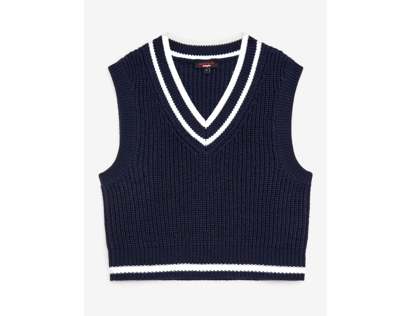 Pull col v sans manches bleu marine - Image 1