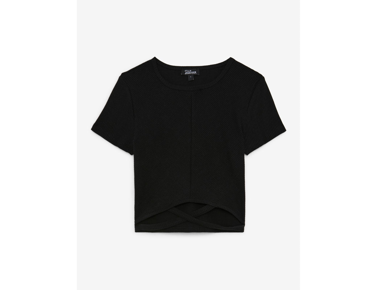 T-shirt crop top avec liens noir - Image 1