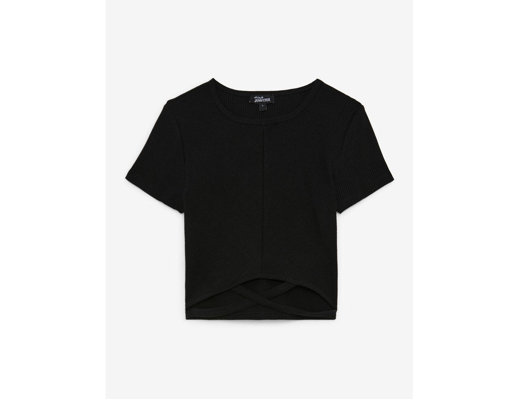 T-shirt crop top avec liens noir