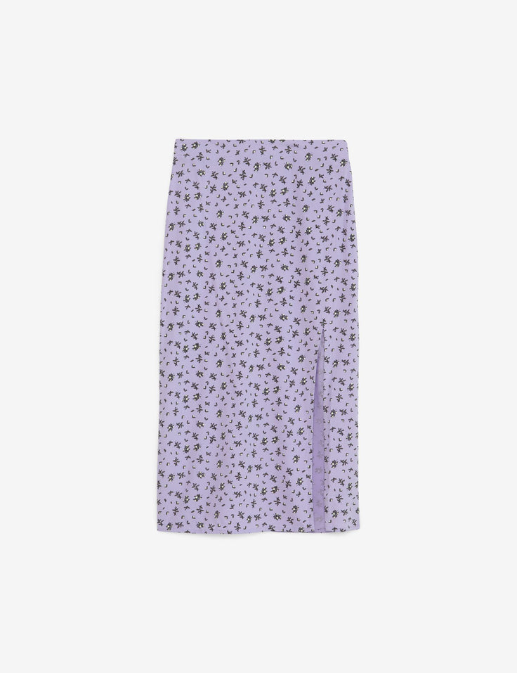 Jupe mi longue à motif lilas