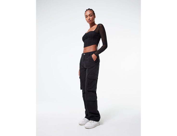 Pantalon straight cargo noir