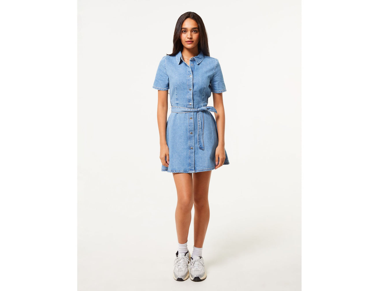 Robe courte en jean bleu - Image 1