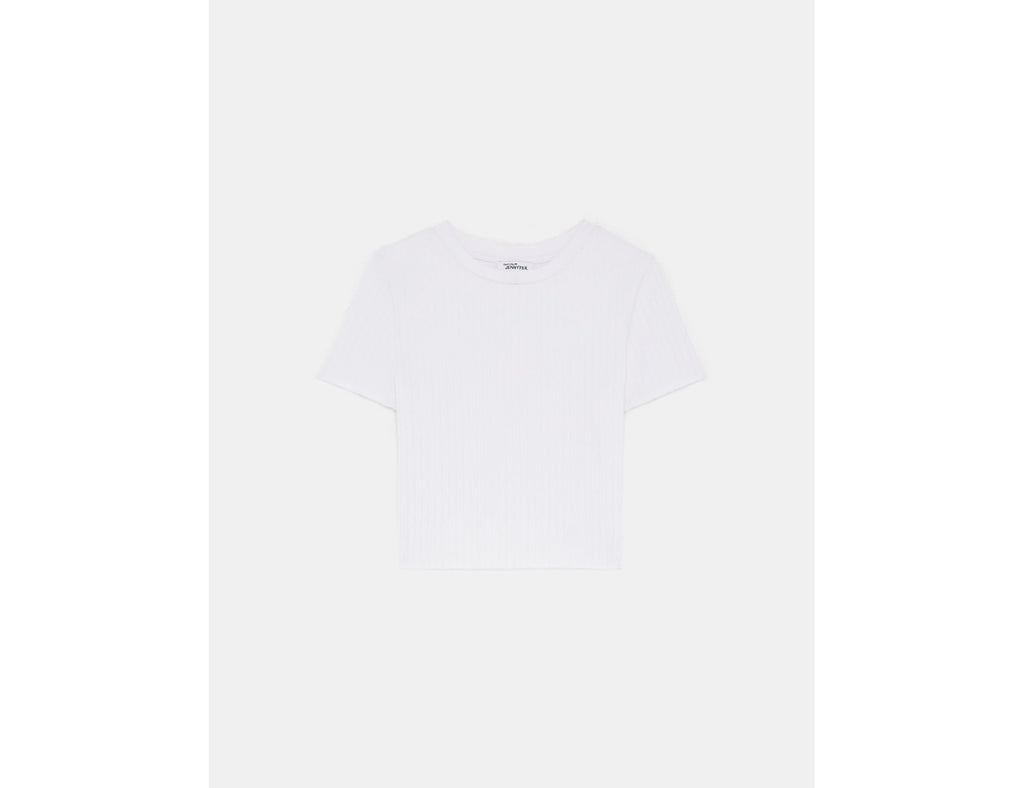 T-shirt côtelé blanc