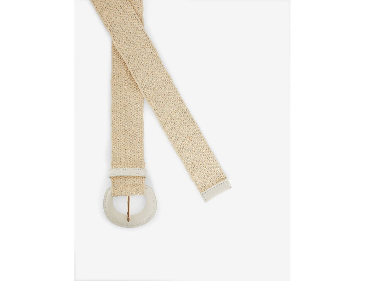 Ceinture tressée en raphia beige