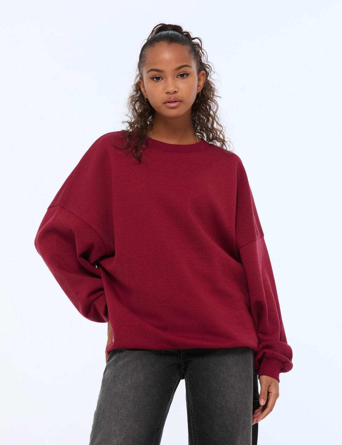 Sweat oversize rouge foncé - Image 1