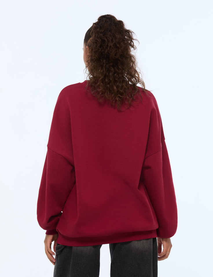 Sweat oversize rouge foncé