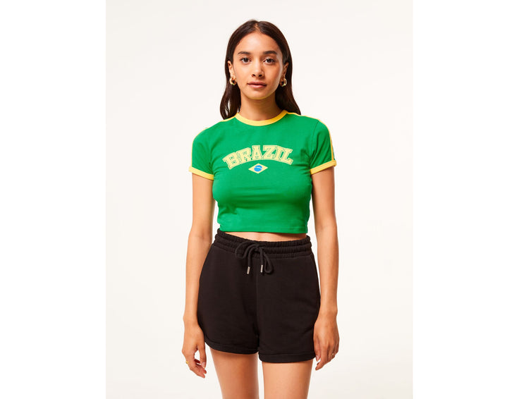 T-shirt court Brazil vert et jaune