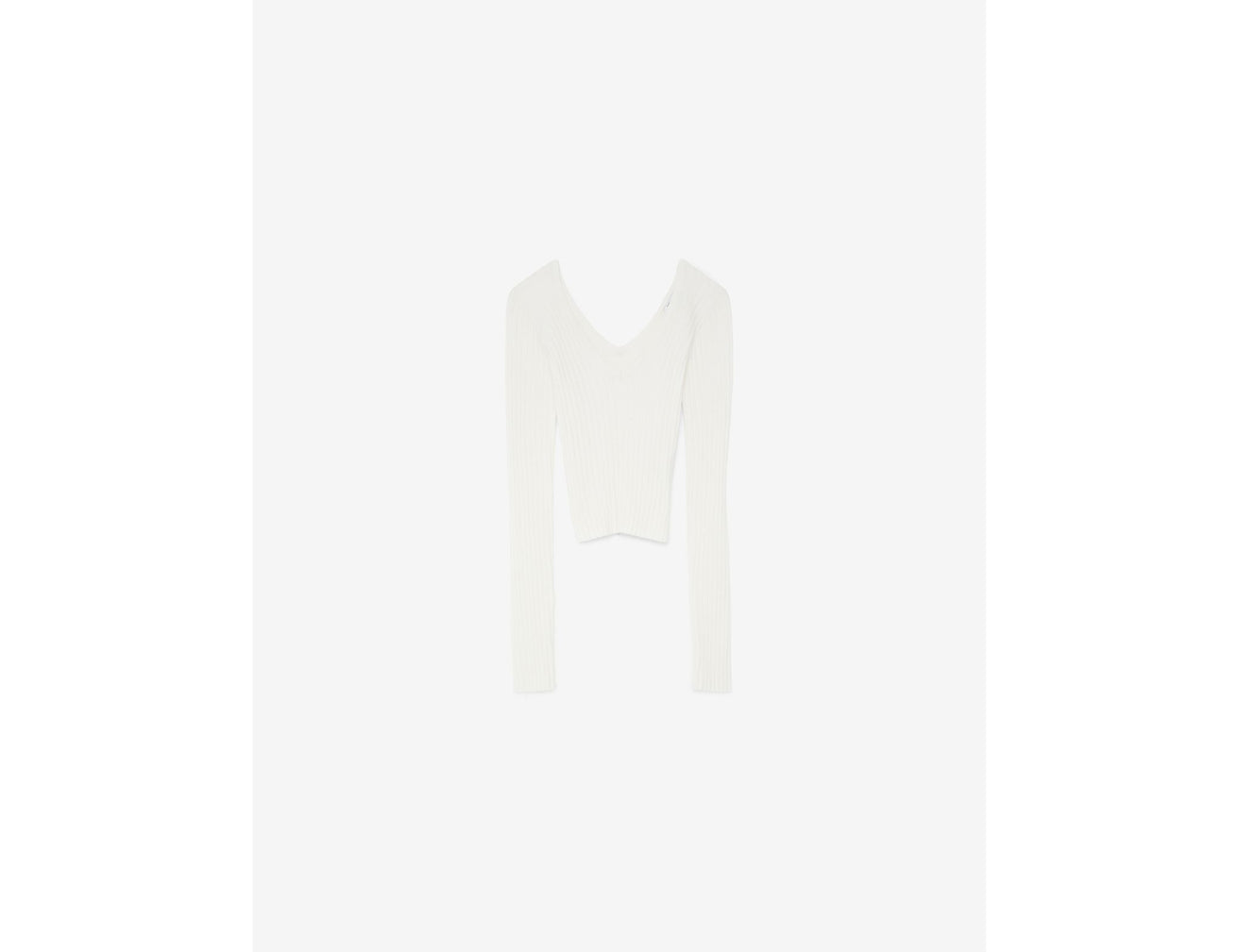 Pull en maille décolleté en V blanc - Image 1