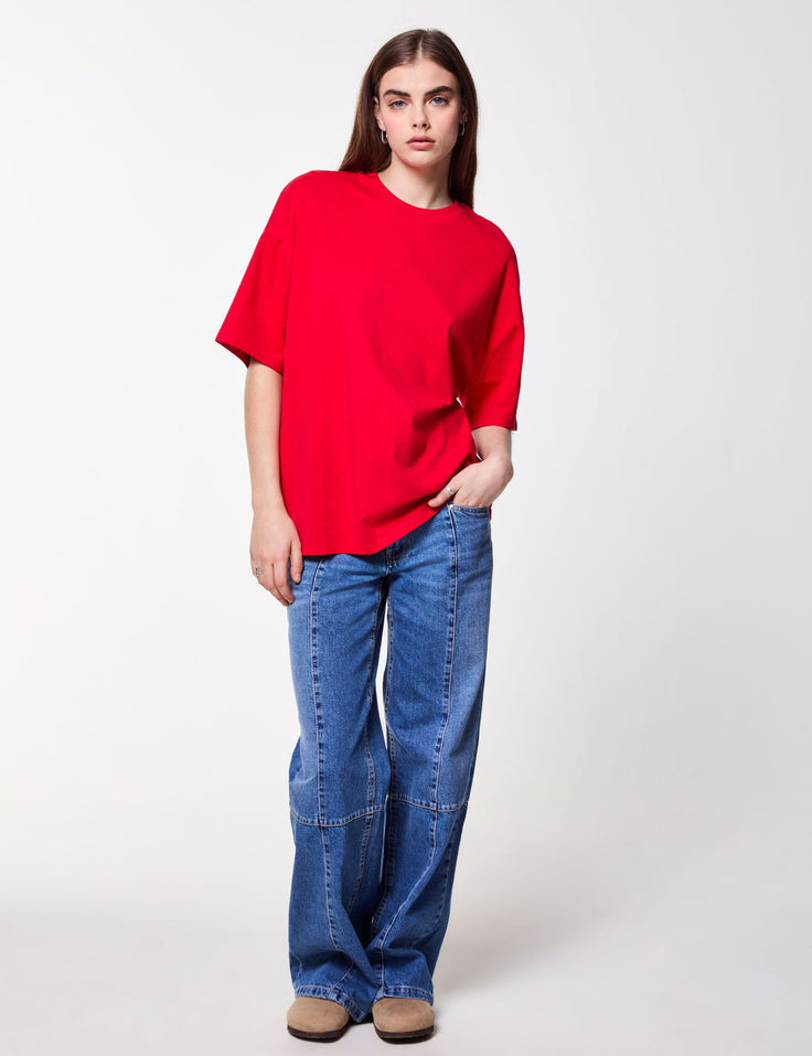 T-shirt basic oversize rouge