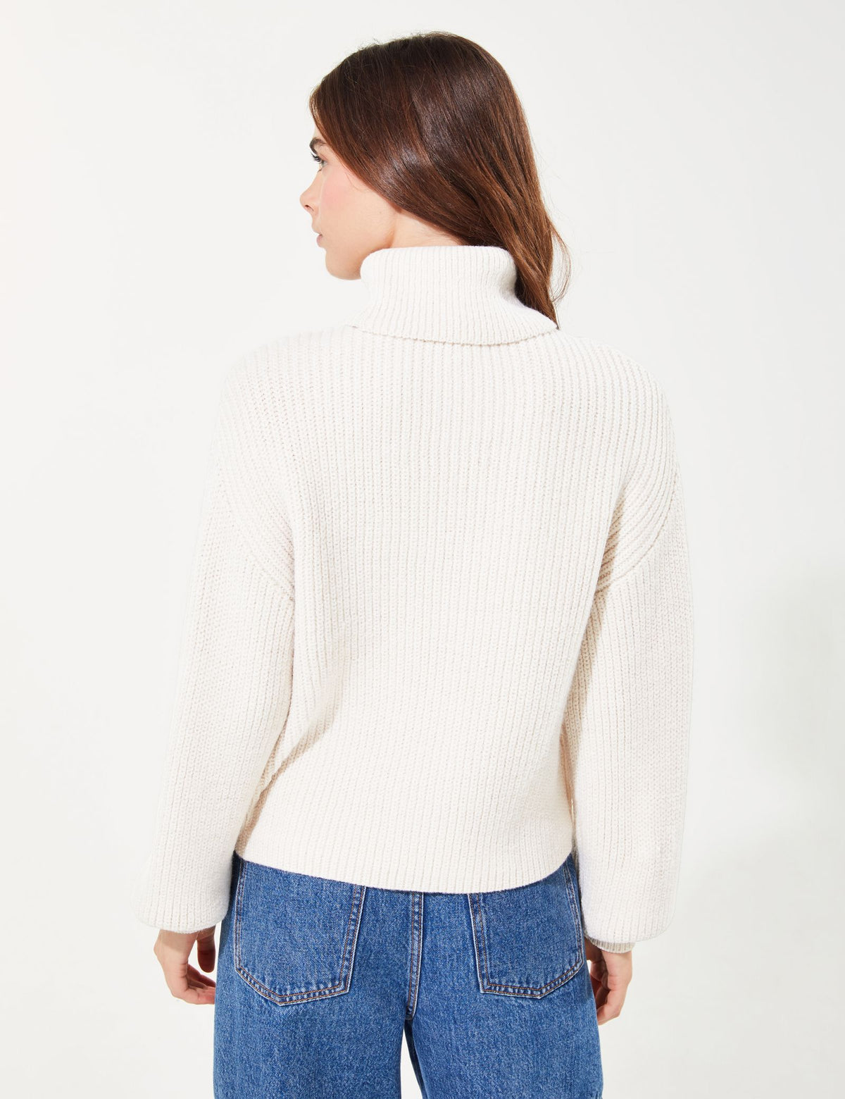 Pull col roulé beige