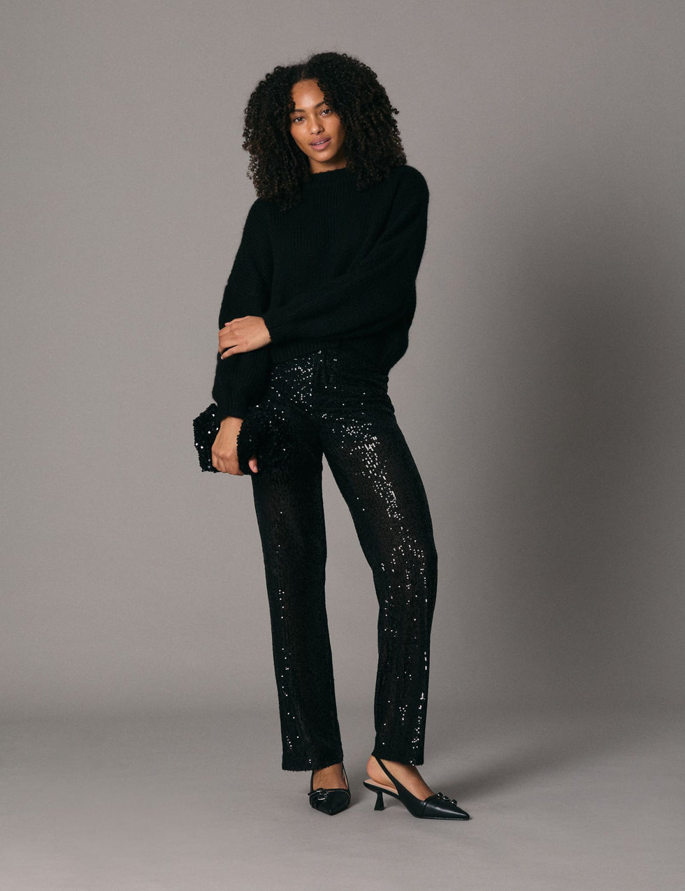 Pantalon slim à sequin argent