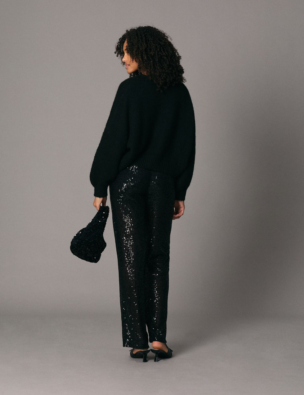 Pantalon slim à sequin argent