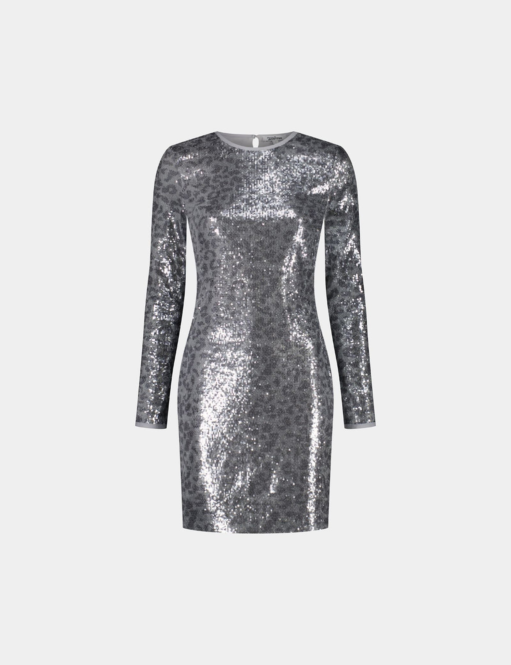 Robe courte à sequins dos nu gris et argenté