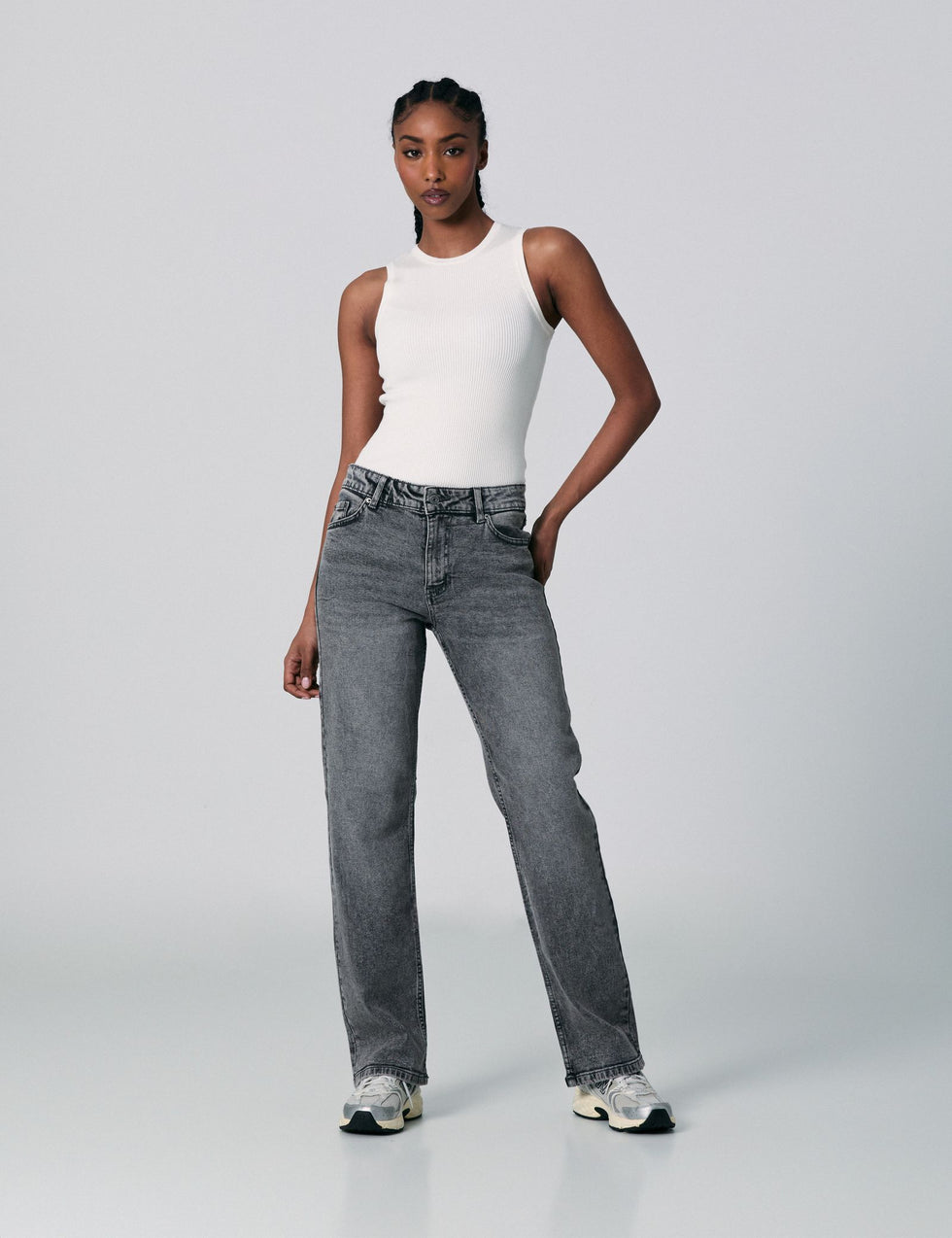 Jean straight gris