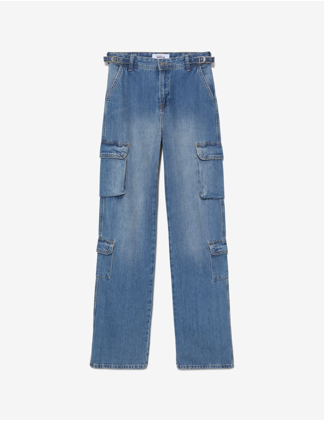 Jean cargo taille haute bleu - Image 2