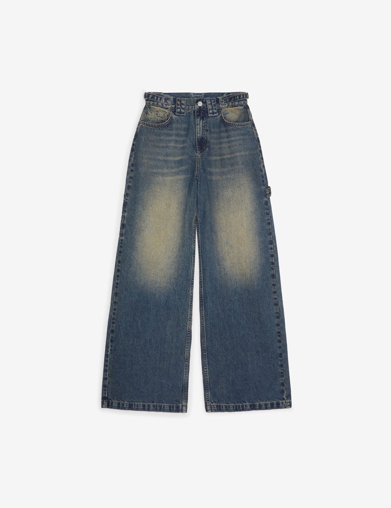 Jean coupe wide leg bleu usé - Image 1