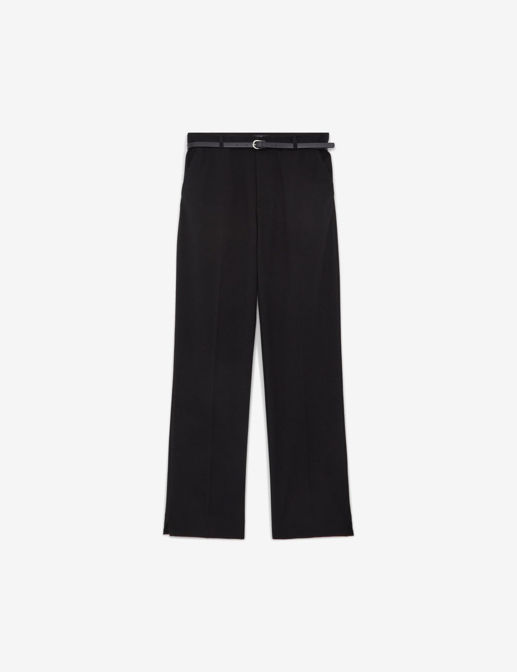 Pantalon droit avec ceinture à la taille noir