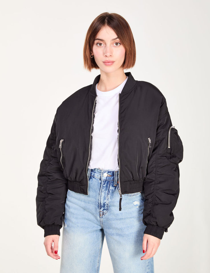 Blouson bomber court noir