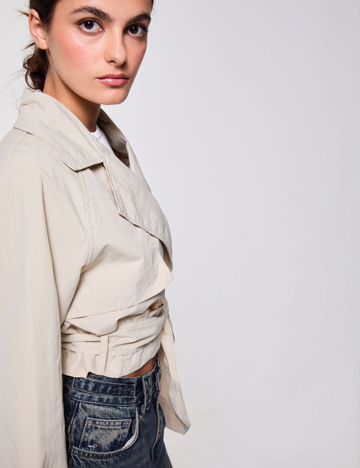 Veste trench courte beige