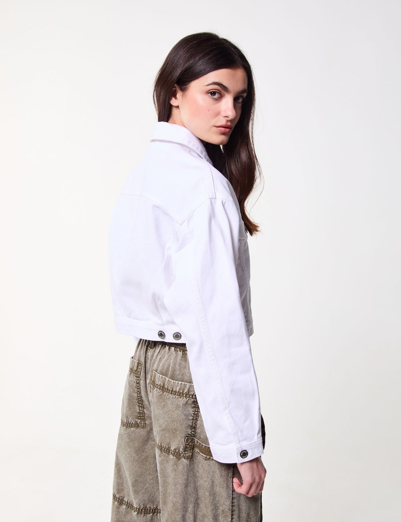 Veste en jean courte blanche - Image 3