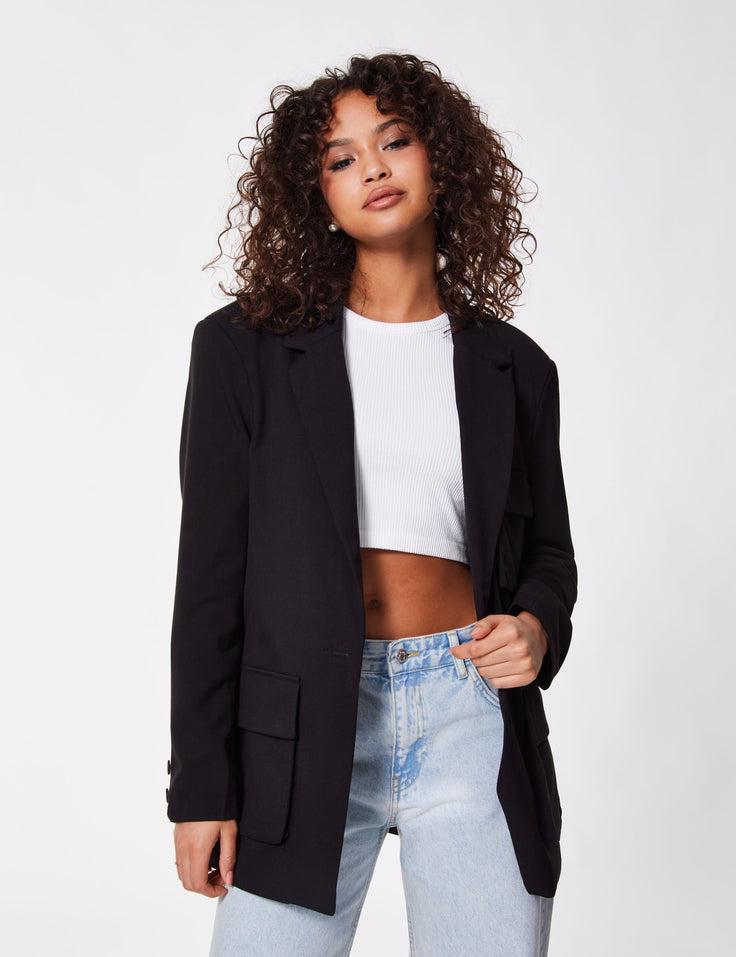 Veste blazer oversize noire