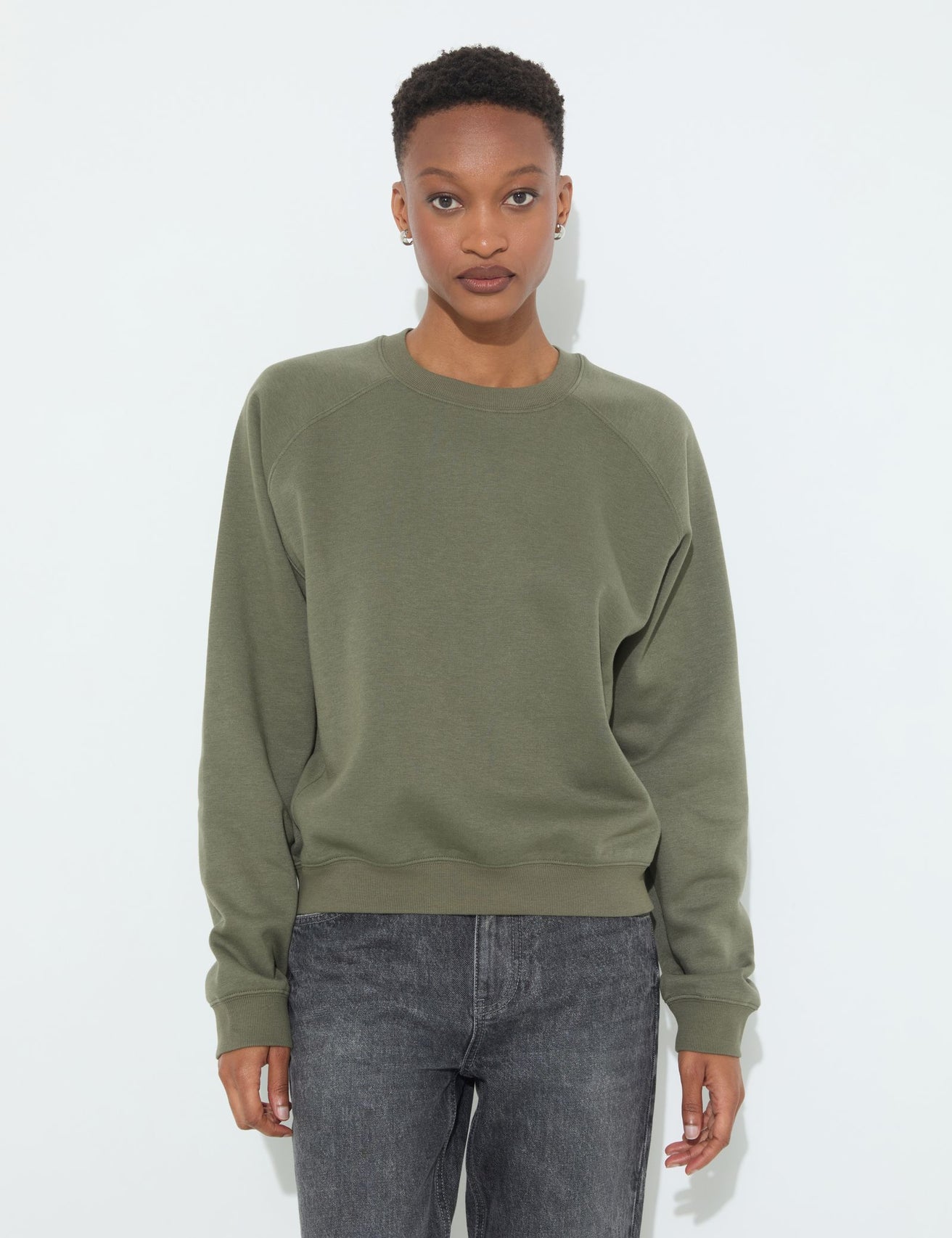 Sweat oversize kaki foncé - Image 1