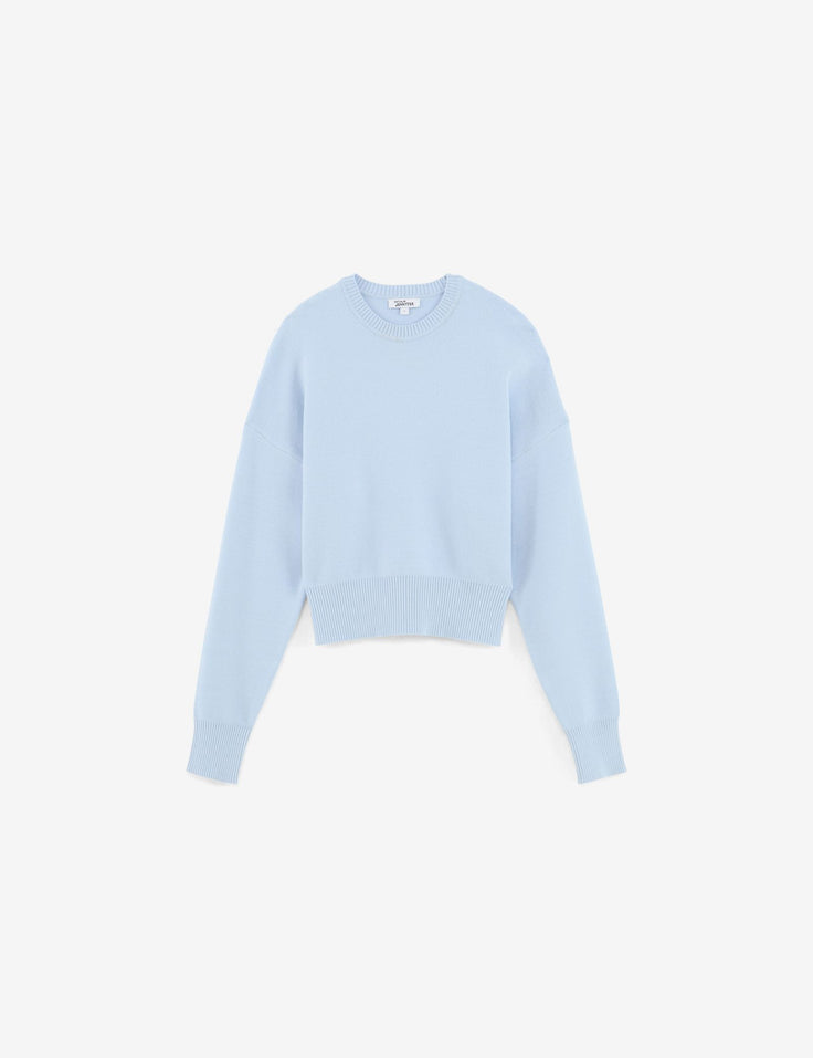 Pull oversize court bleu gris