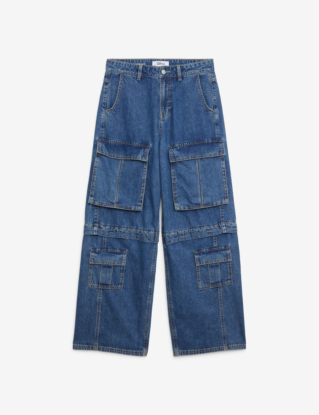 Jean cargo coupe wide leg bleu foncé