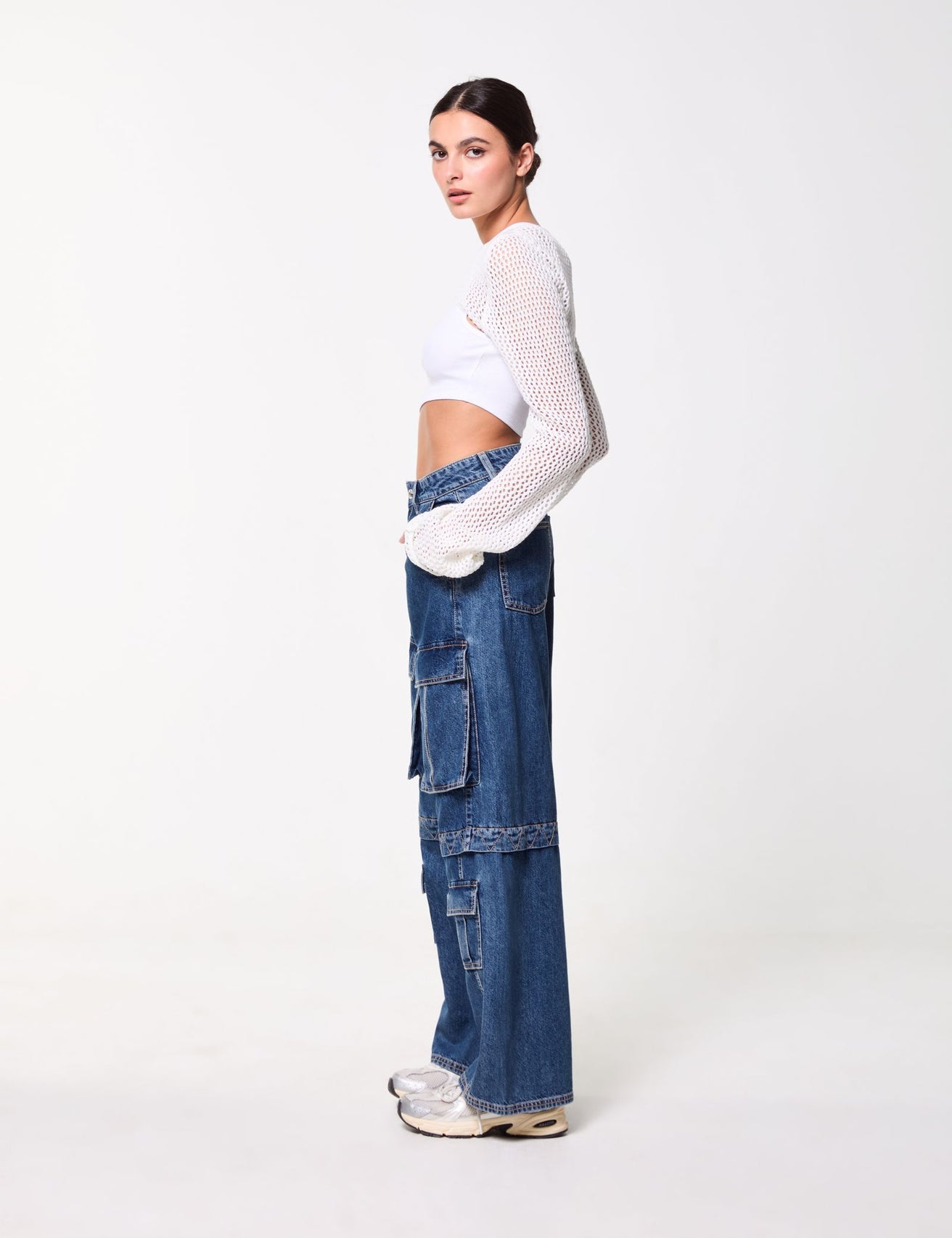 Jean cargo coupe wide leg bleu foncé - Image 4