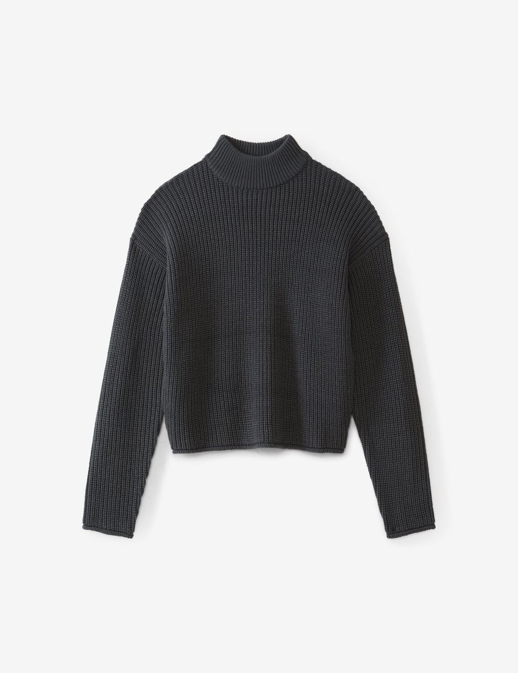 Pull en maille côtelé gris foncé