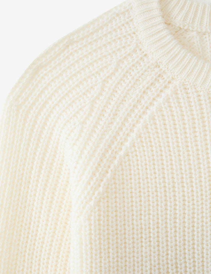 Pull blanc en maille tressée