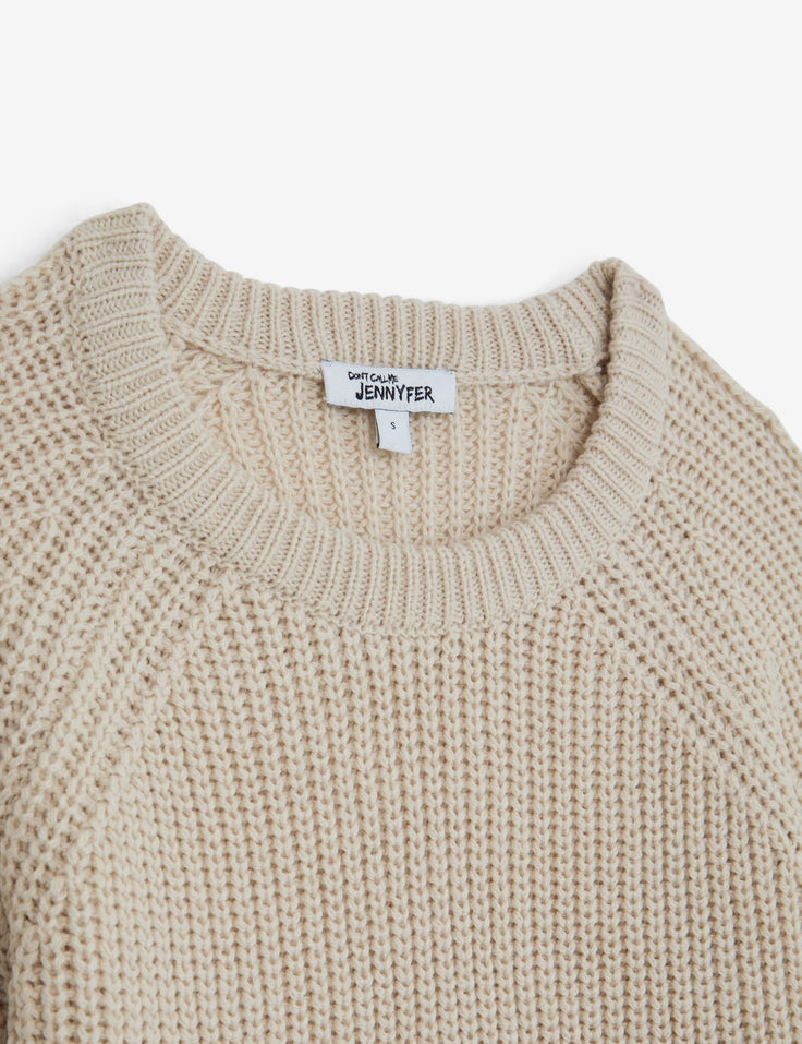 Pull en maille tressée beige