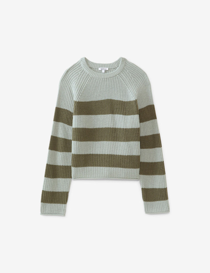 Pull en maille tressée vert clair