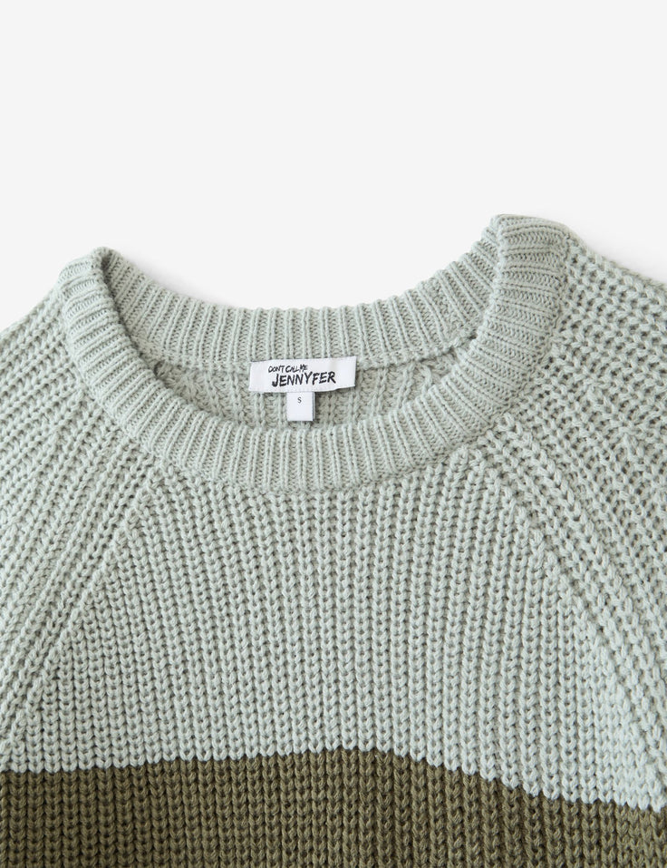 Pull en maille tressée vert clair