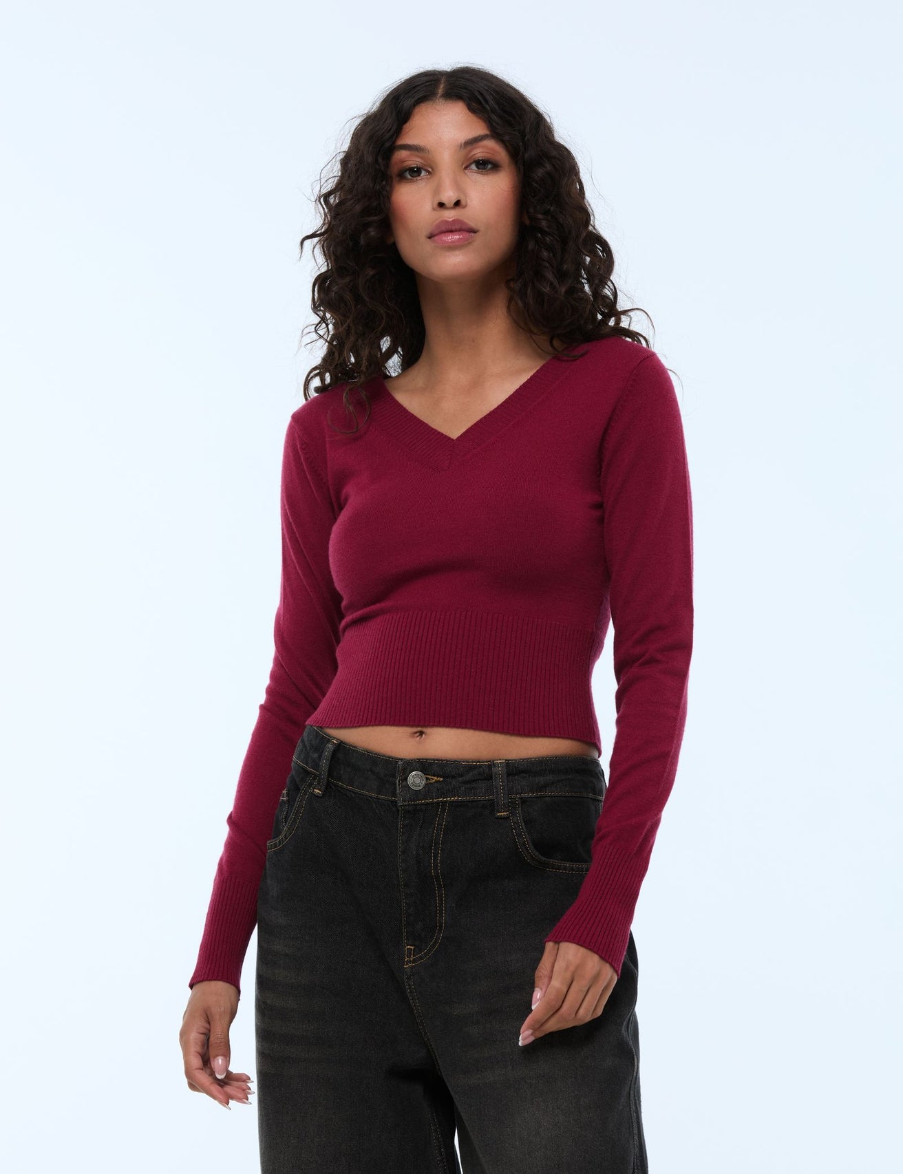 Pull rouge foncé - Image 1