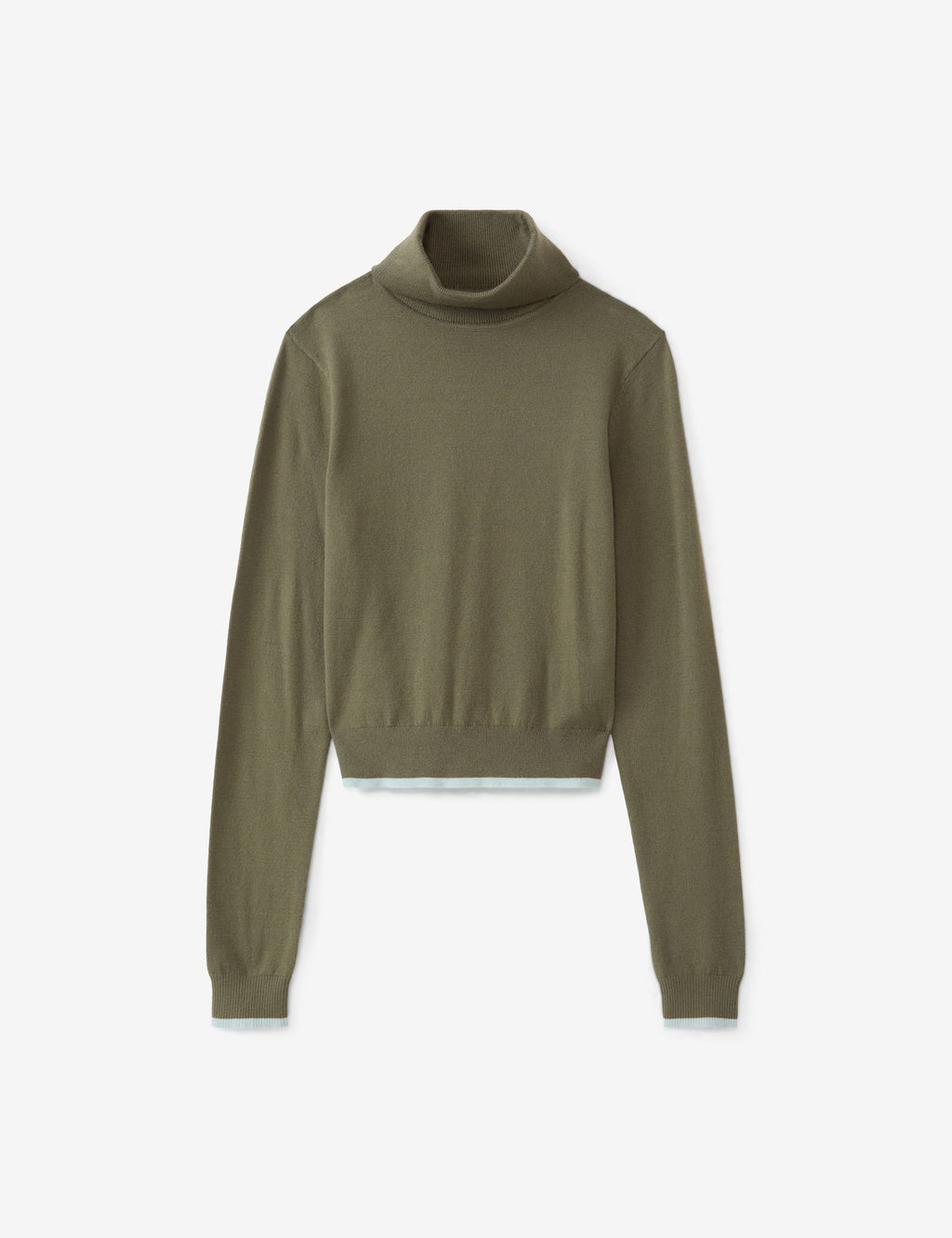 Pull col roulé vert olive